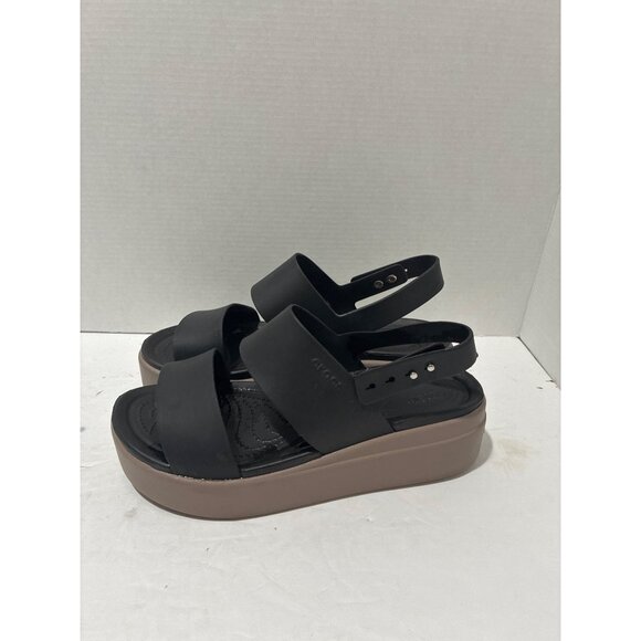 Crocs Womens Brooklyn Wedge Sandals Size 8 Black Slingback Platform Comfort - Picture 1 of 8